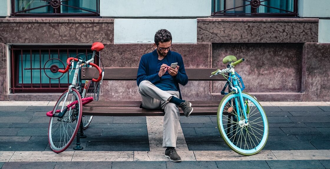 man, smartphone, sitting